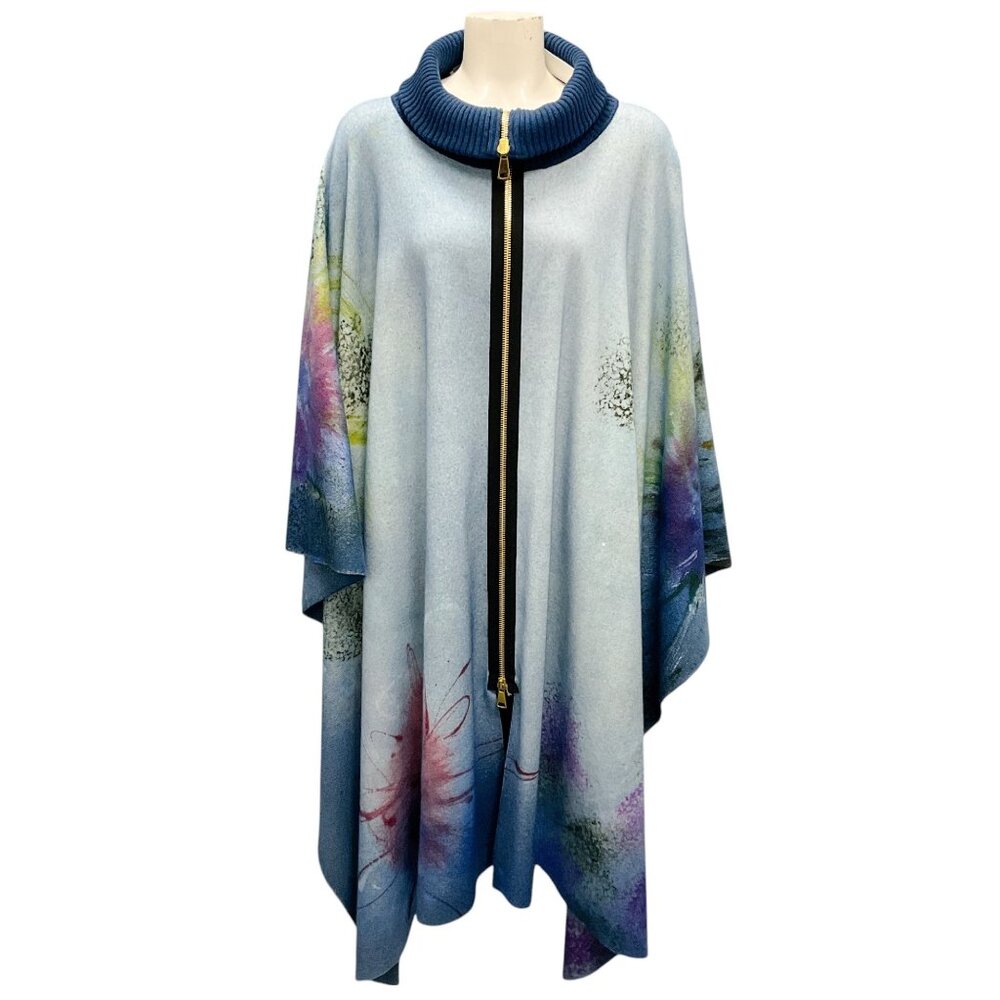 Avant Toi Light Blue Multi Fall Winter 2023 Collection Hand Painted Flower Lake